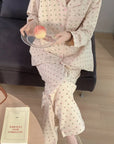 Cotton Pajamas Women Cardigan Suit