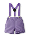 Short Sleeves Shirt with Bow Tie and Suspender Shorts For Kids Boys