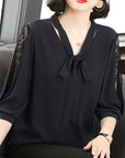 Superb Bow Tie Collar Blusas Top