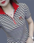 Zip Polo Collar Shirt For Ladies