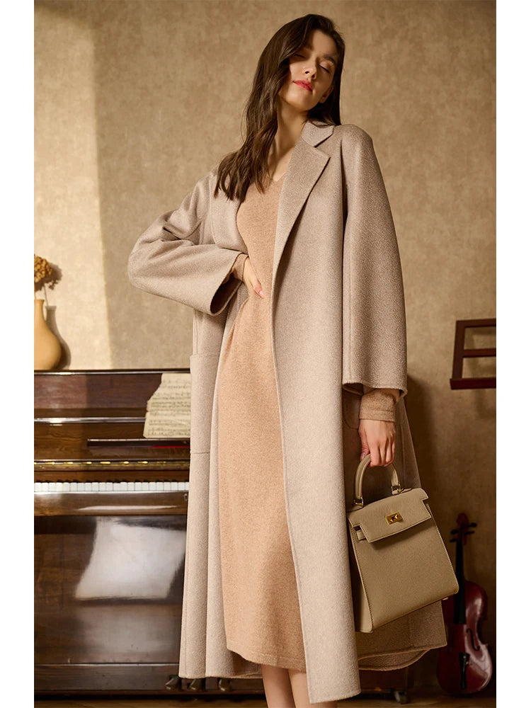 Luxury Cashmere Coat For Women 100% Wool Cardigan Jacket