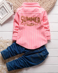 Special Denim Boys Clothes Bow Tie Shirt + Pants