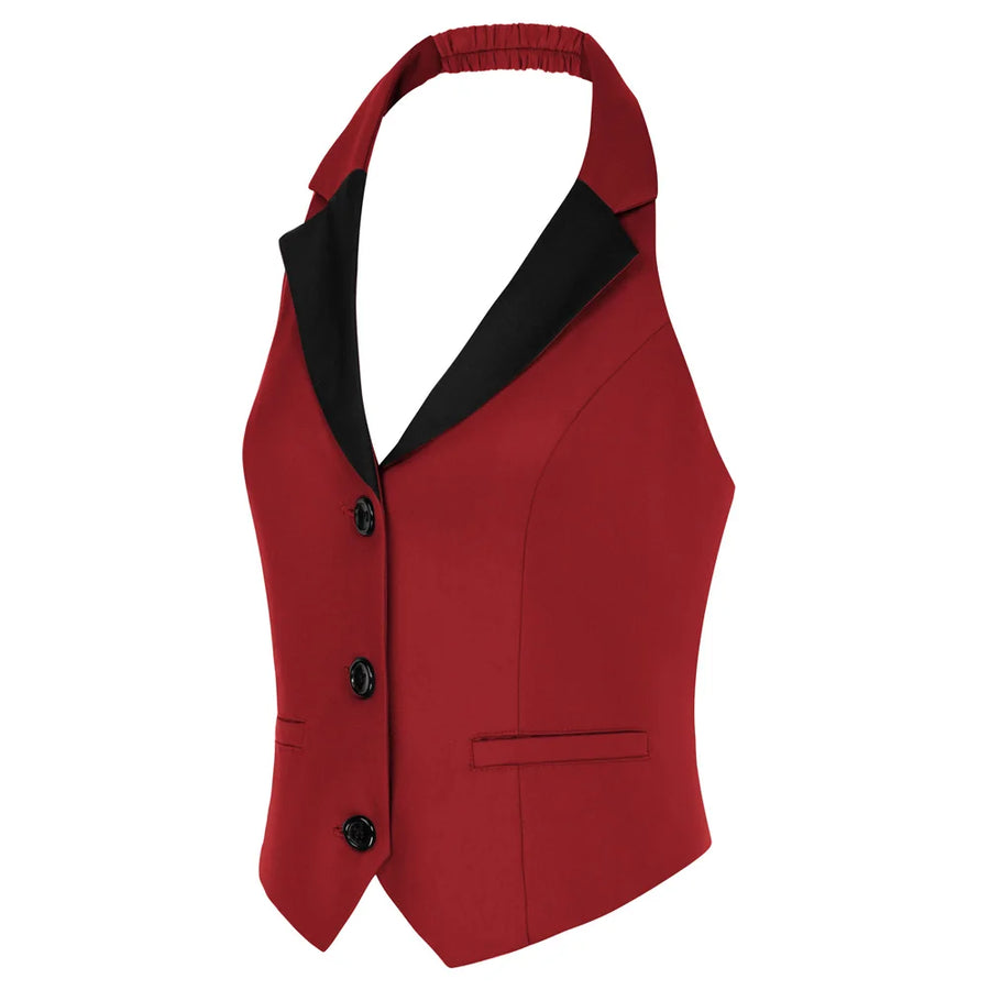 Unique Halterneck Waistcoat Vest For Ladies