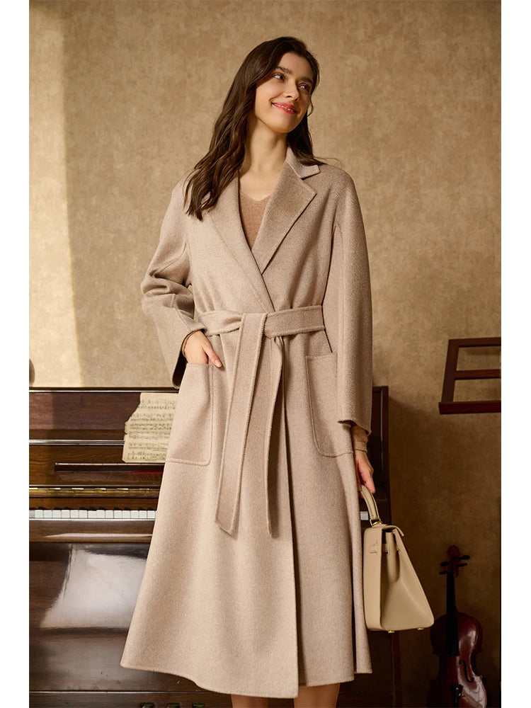 Luxury Cashmere Coat For Women 100% Wool Cardigan Jacket