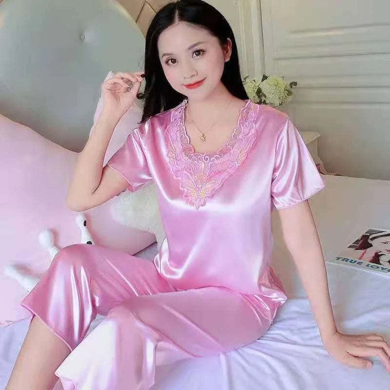 Majestic Satin Pajamas Set for Women 2 Piece Set Sleepwear