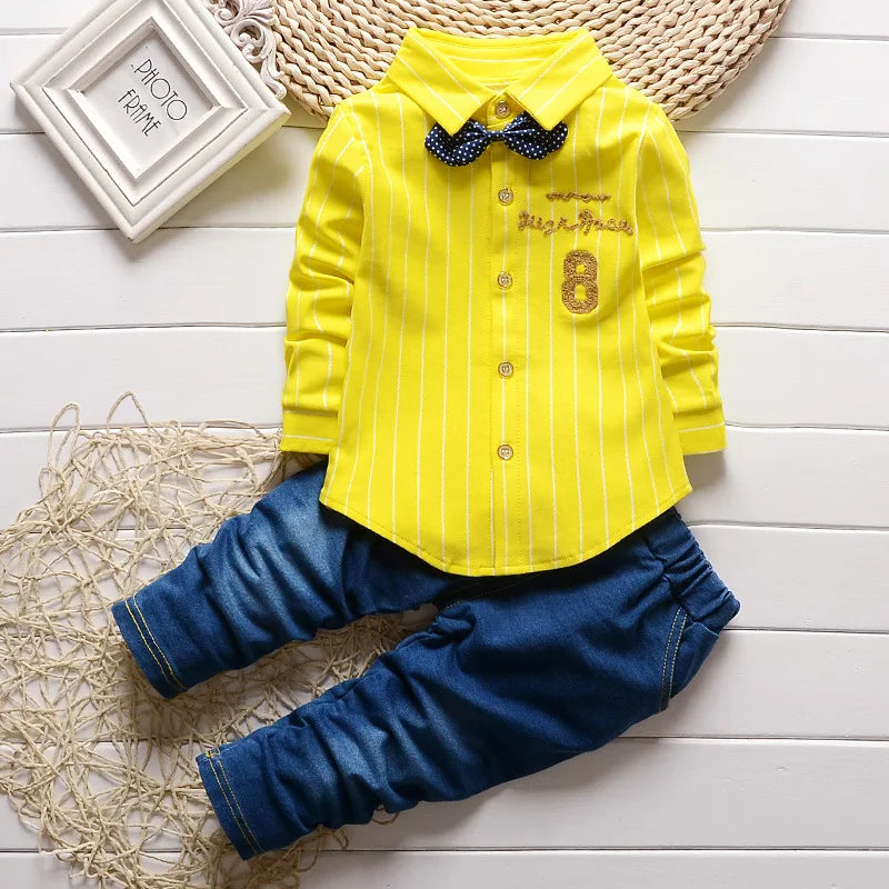 Special Denim Boys Clothes Bow Tie Shirt + Pants