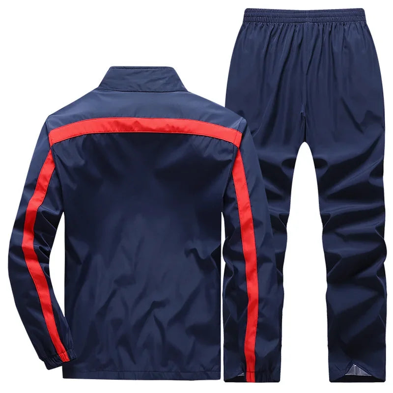 Stylized Men Tracksuit Sweatshirts+Sweatpants Sets for Gym Jogging Streetwear 2pcs Set