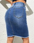 Quality Stretch Jeans Knee Length Skirt For Ladies