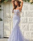 Sultry Lavender Lace Embroidery Backless Prom Dress For Women