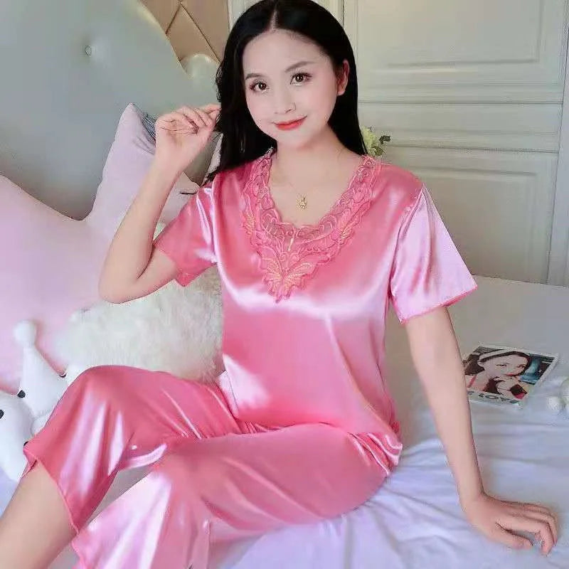 Majestic Satin Pajamas Set for Women 2 Piece Set Sleepwear