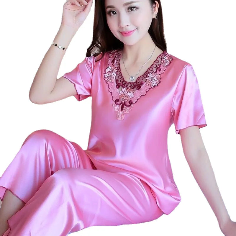 Majestic Satin Pajamas Set for Women 2 Piece Set Sleepwear