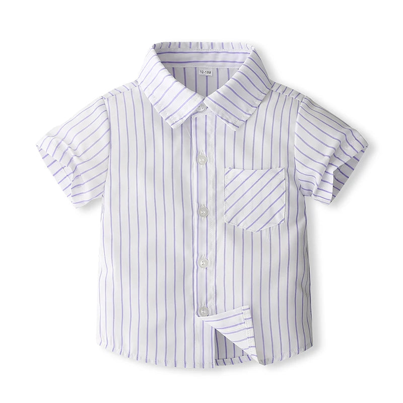 Short Sleeves Shirt with Bow Tie and Suspender Shorts For Kids Boys