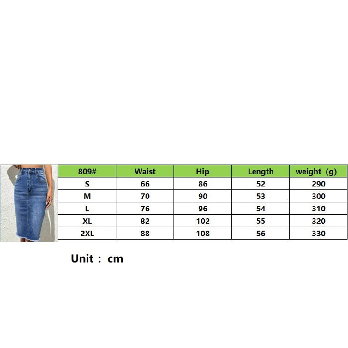 Quality Stretch Jeans Knee Length Skirt For Ladies