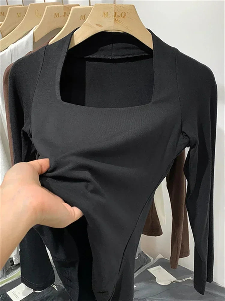 Sexy Slim Cotton Long Sleeve Crop Tops