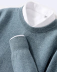 Classic O-neck Merino Wool Sweater for Men