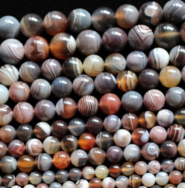 Botswana natural agate smooth round stone beads for jewelry bracelet necklace